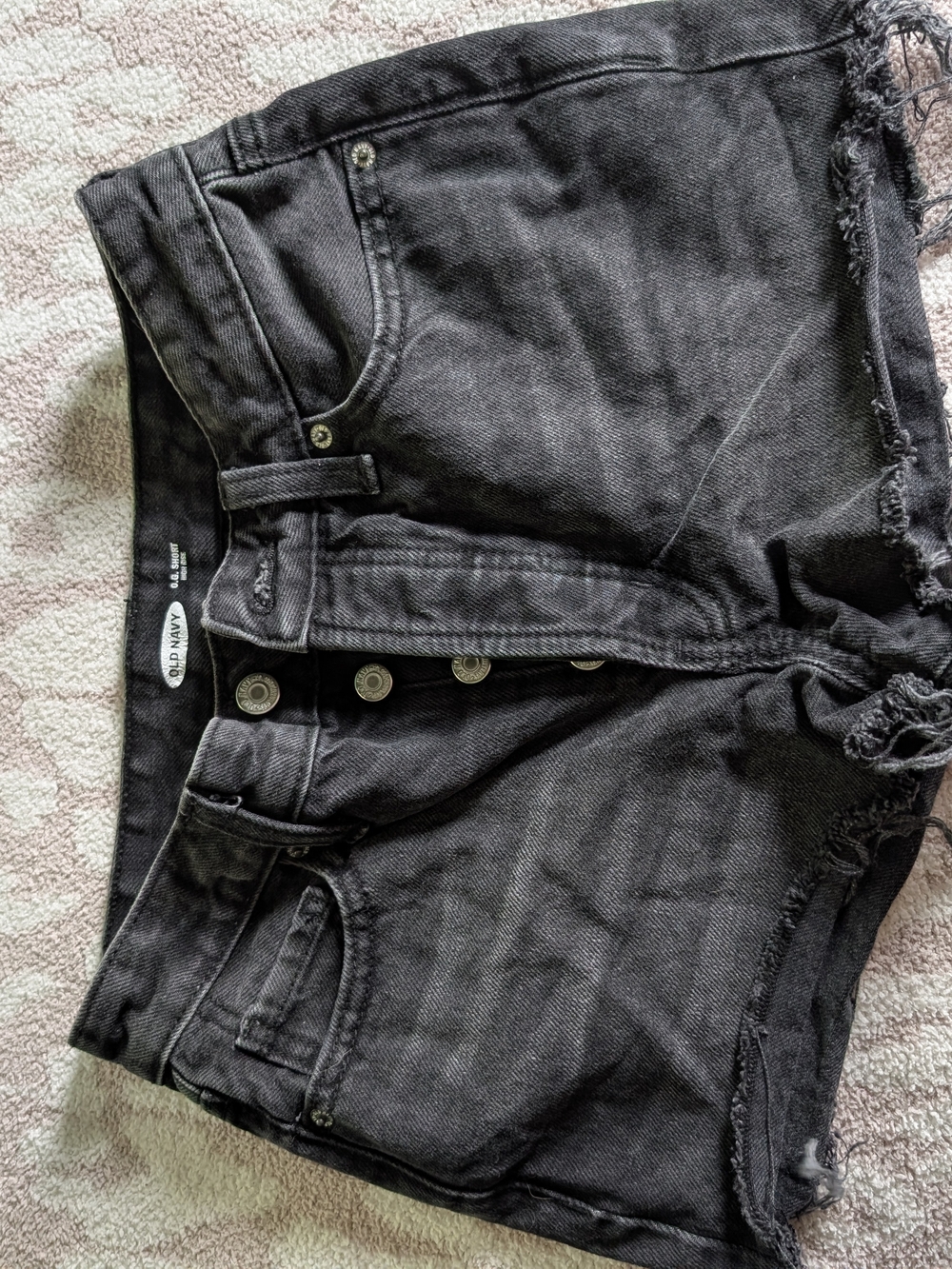 Old Navy Black Denim High-Rise Button-Front Shorts